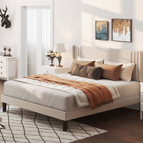 Queen bed frame with wingback - queen,