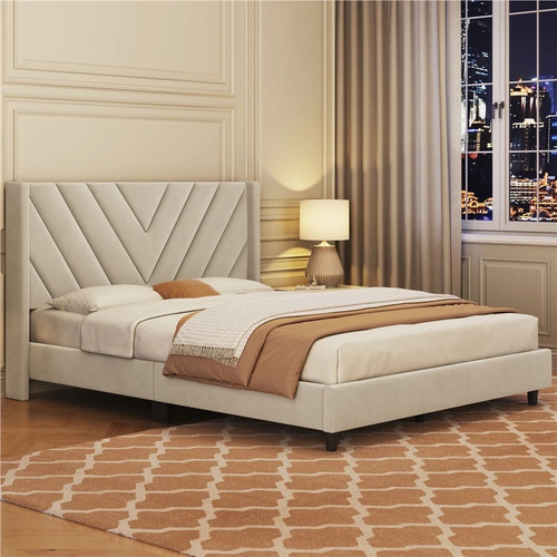Queen upholstered bed frame - upholstered,