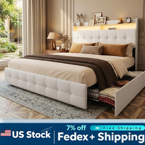 Queen bed frame with - queen, rgb