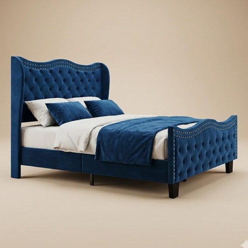 Velvet queen bed - queen,