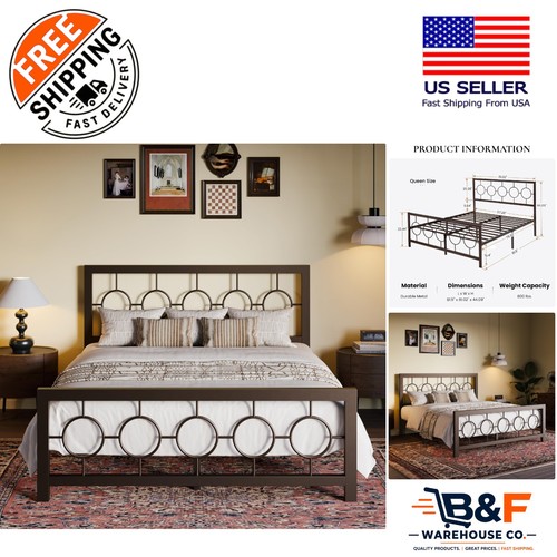 Queen metal bed - metal,