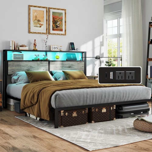 King bed frame - w/, storage
