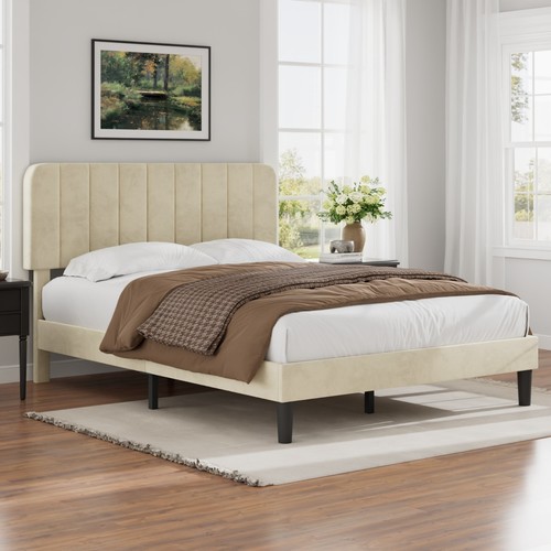 Upholstered bed frame queen - frame,