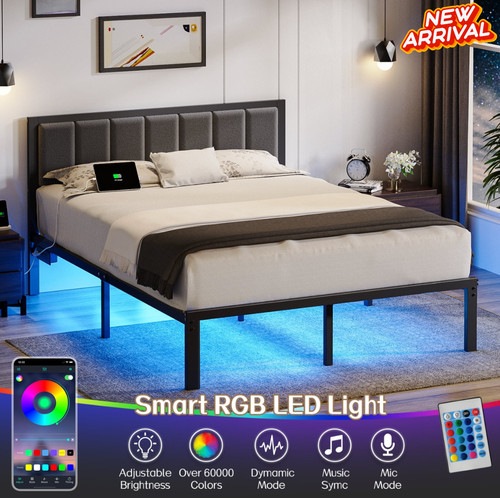 Queen size metal led - metal, bed