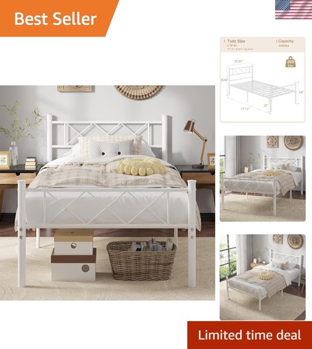 Compact twin bed frame with - twin,
